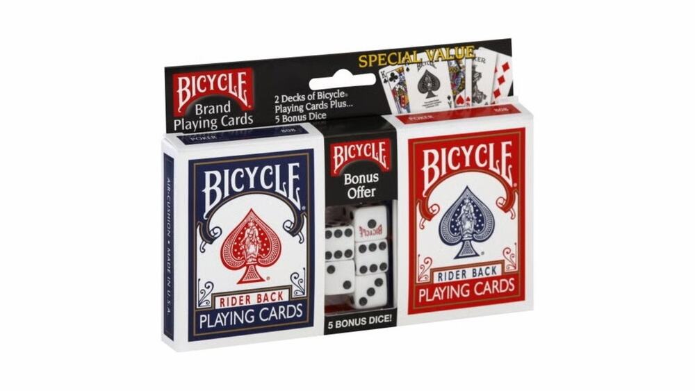 Bicycle Playing Cards 2 Deck Special Value Pack Rider Back Red Blue Dice NEW